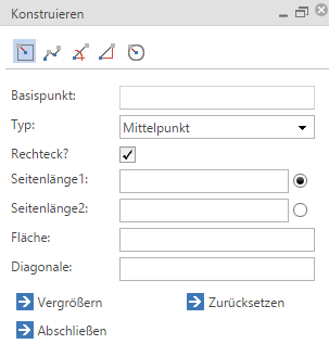 Konstruktionsdialog - Quadrat / Rechteck erstellen Konstruktionsdialog - Quadrat / Rechteck erstellen