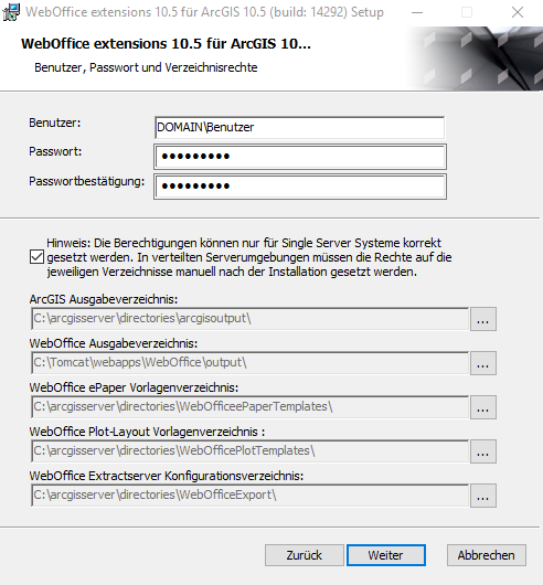 Installation mit einem WebOffice extensions Domain Benutzer Installation mit einem WebOffice extensions Domain Benutzer