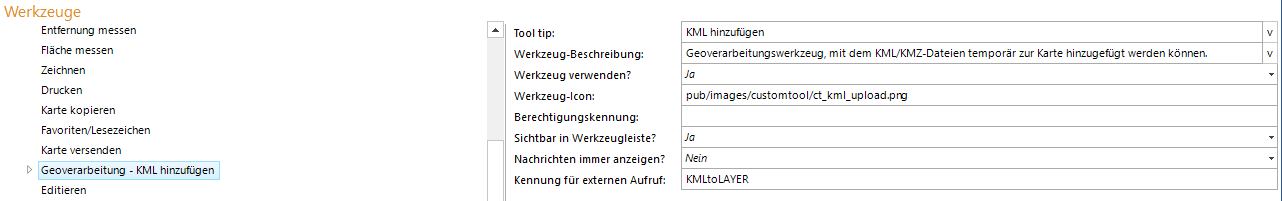 Konfiguration Geoverarbeitung