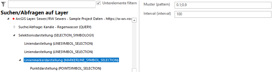 Auswahlmöglichkeiten des Knotens Linienmarkerdarstellung Auswahlmöglichkeiten des Knotens Linienmarkerdarstellung
