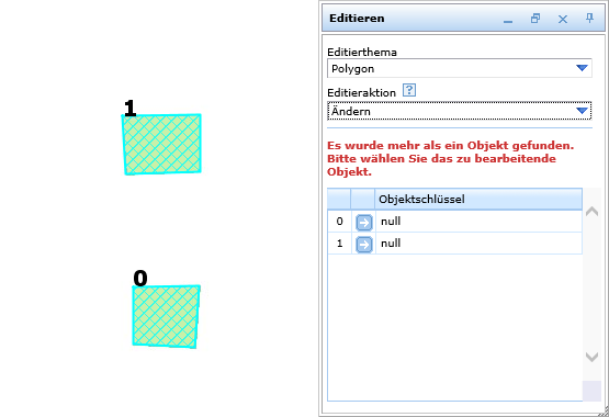 Auswahl eines Objektes zum Editieren Auswahl eines Objektes zum Editieren