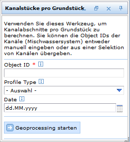 Beispiel eines Geoprocessing Werkzeug Dialogfensters Beispiel eines Geoprocessing Werkzeug Dialogfensters