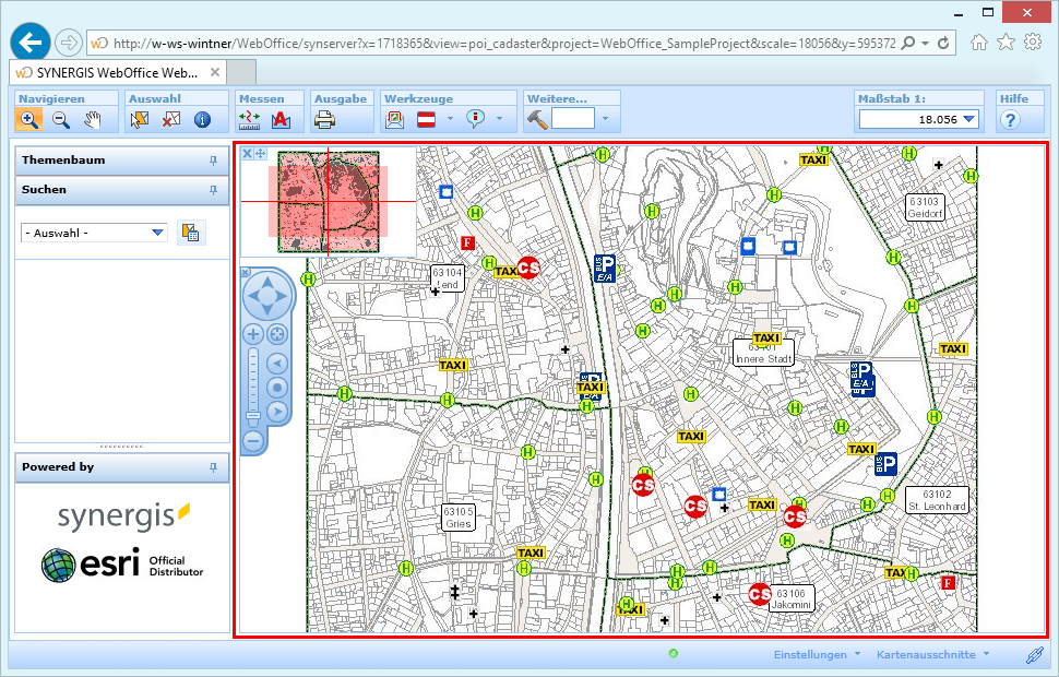 Die Hauptkartenanzeige des WebOffice html Client Die Hauptkartenanzeige des WebOffice html Client