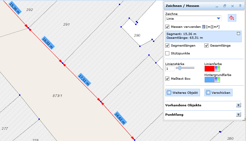 Distanz messen im WebOffice html client mit aktiviertem Punktfang Distanz messen im WebOffice html client mit aktiviertem Punktfang