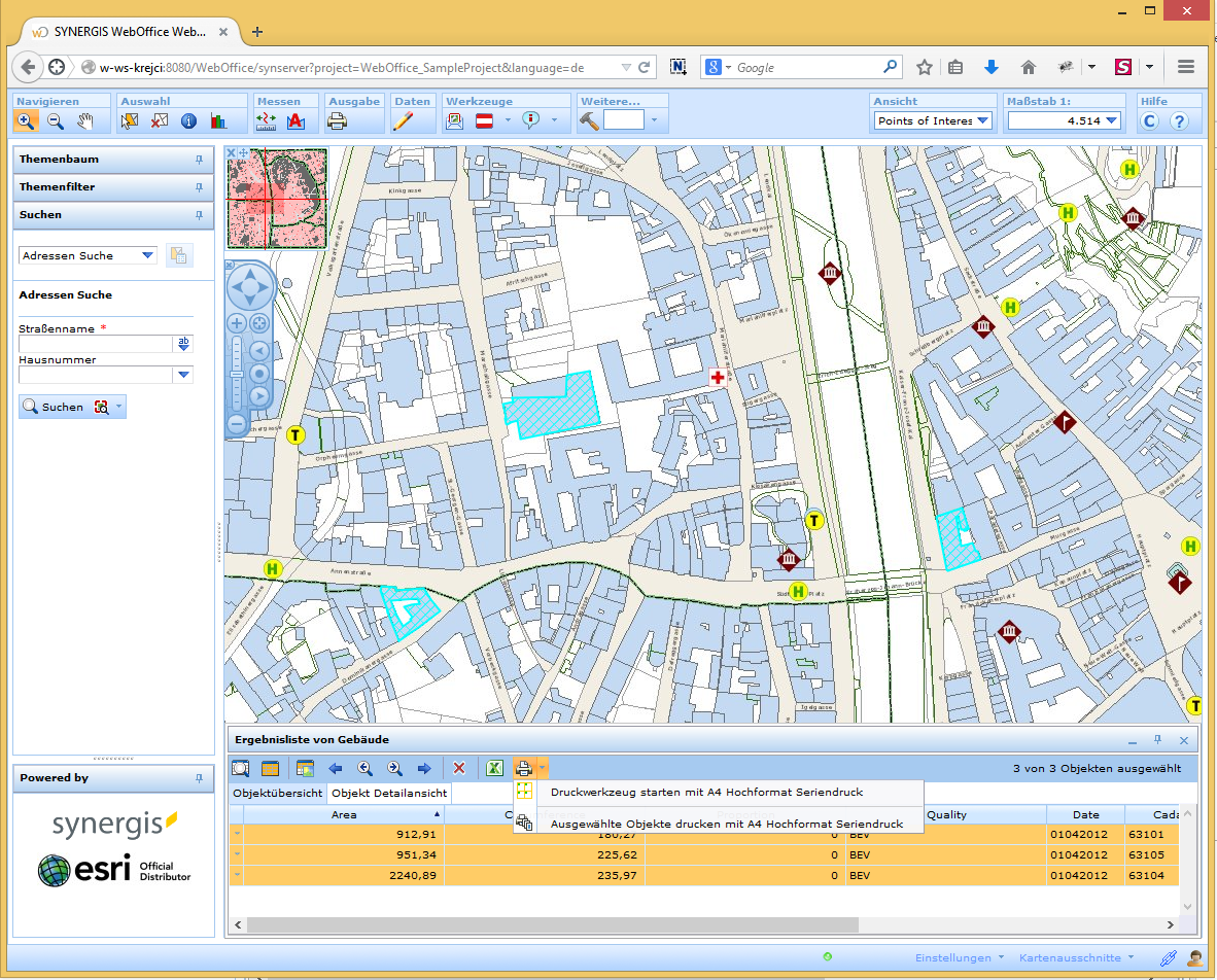Ausdruck eines Seriendrucks auf Basis einer Selektion