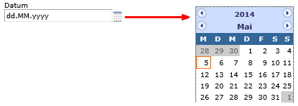 Kalenderfunktion im Datumsfeld