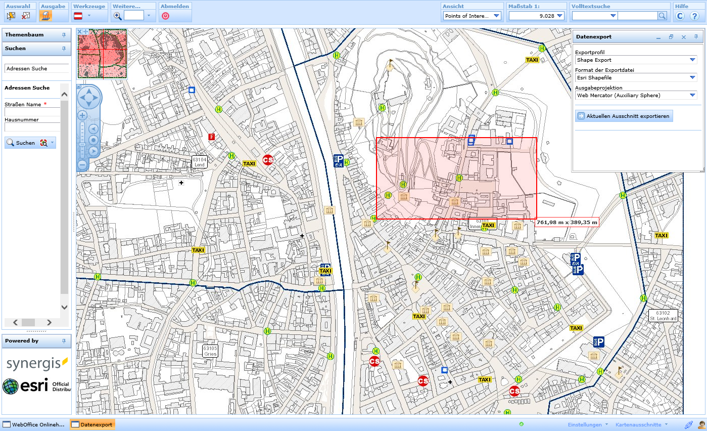 Datenexport mit einem Rechteck Datenexport mit einem Rechteck