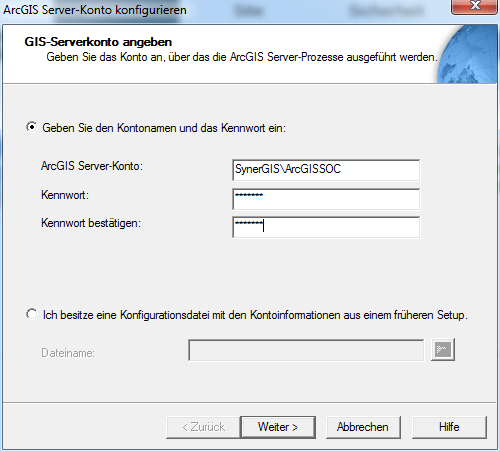 Angabe von Server-Kontoname und Kennwort Angabe von Server-Kontoname und Kennwort