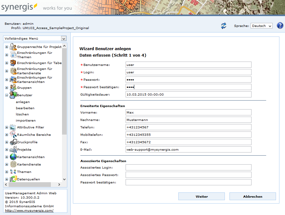 Benutzer anlegen - Schritt 1 Benutzer anlegen - Schritt 1