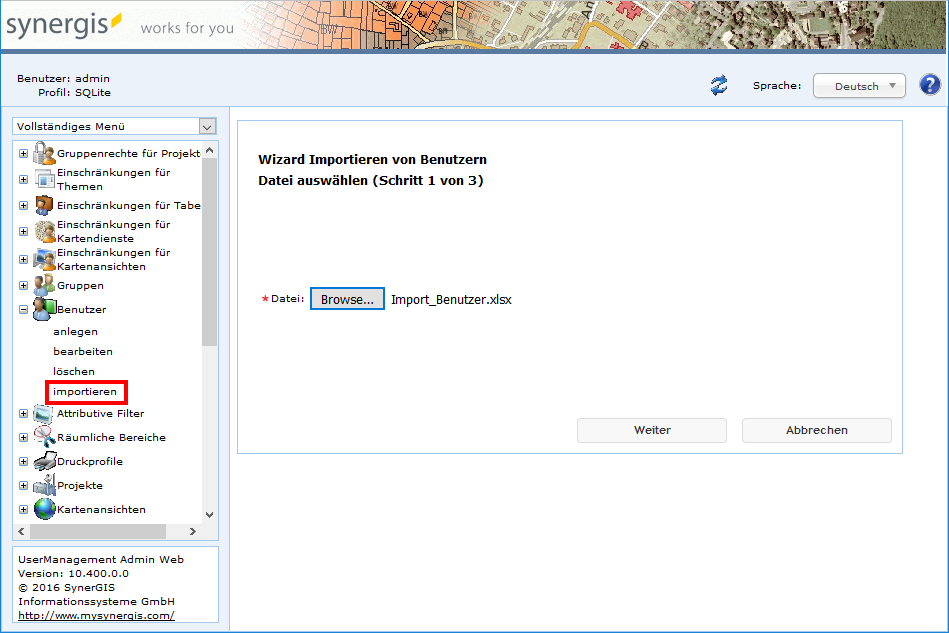 Auswahl der CSV- oder Excel-Datei Auswahl der CSV- oder Excel-Datei