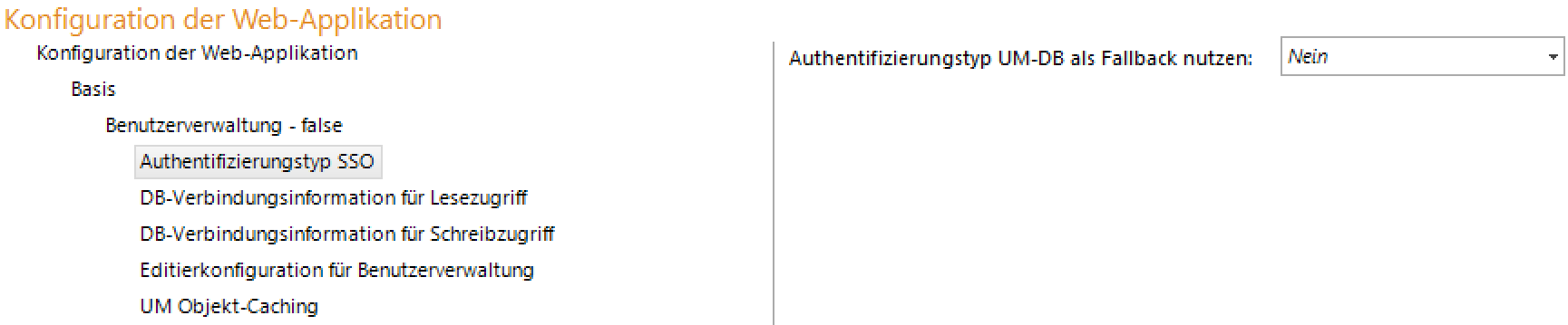 Konfiguration Authentifizierungstyp SSO
