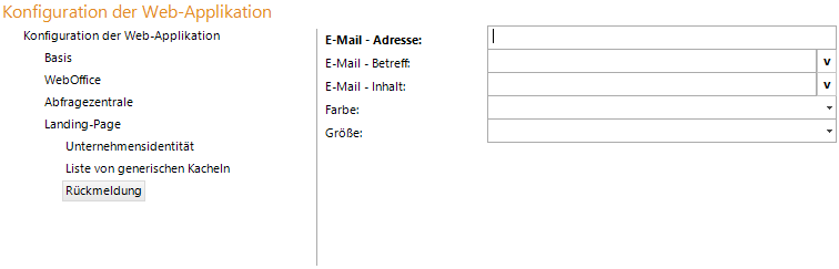 Konfiguration - Kachel Rückmeldung Konfiguration - Kachel Rückmeldung
