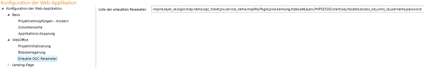 Konfiguration der Erlaubten OGC Parameter Konfiguration der Erlaubten OGC Parameter