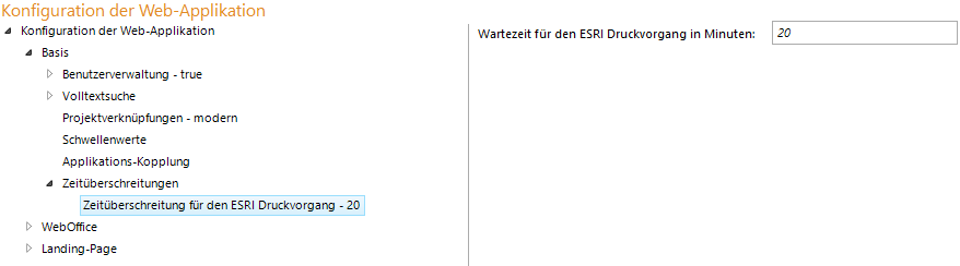 Konfiguration - Zeitüberschreitung für ESRI Druckvorgang Konfiguration - Zeitüberschreitung für ESRI Druckvorgang
