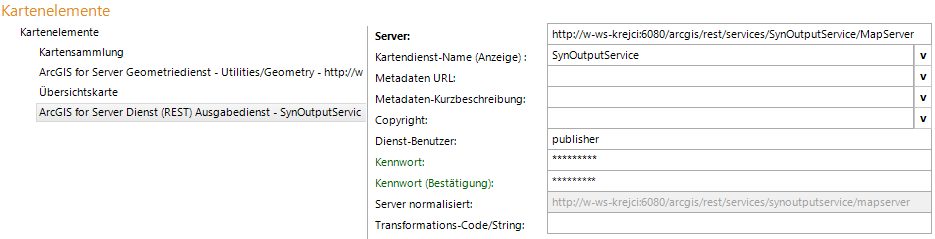 ArcGIS Server Ausgabe-Service Konfiguration ArcGIS Server Ausgabe-Service Konfiguration