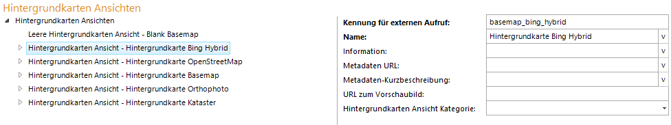 Konfiguration einer Hintergrundkarten Ansicht Konfiguration einer Hintergrundkarten Ansicht
