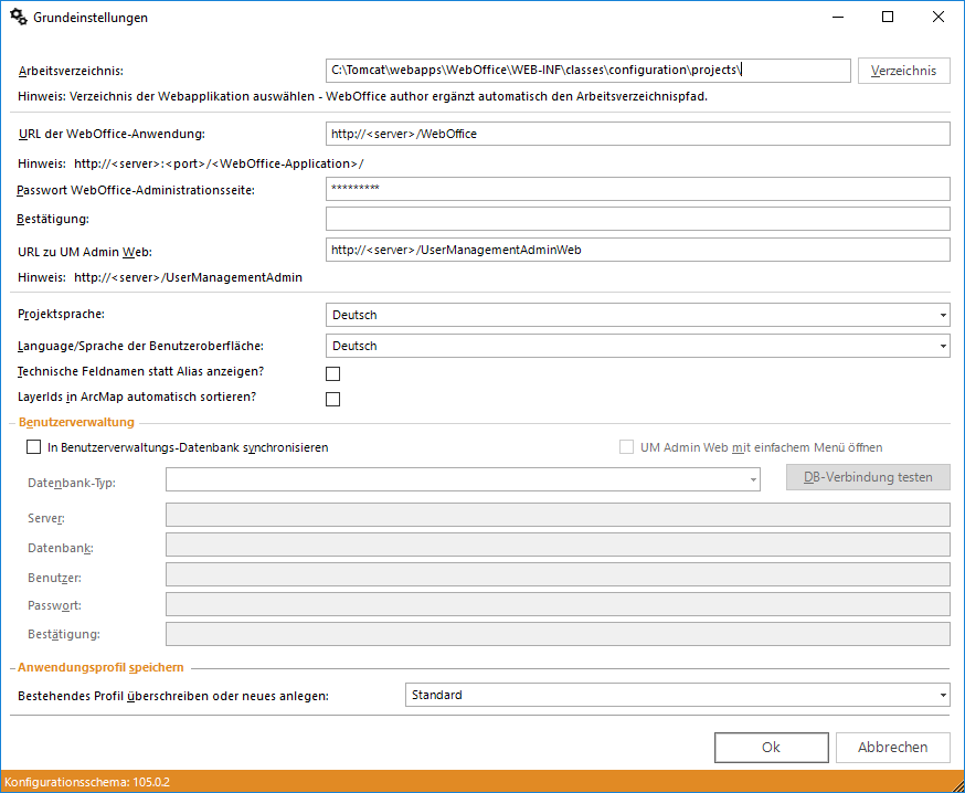 Grundeinstellungen im WebOffice author Grundeinstellungen im WebOffice author