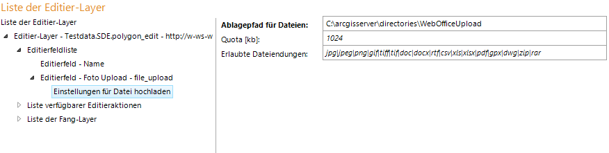 Konfiguration - Einstellungen für Datei hochladen Konfiguration - Einstellungen für Datei hochladen