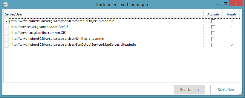 Kartendienstverbindungen