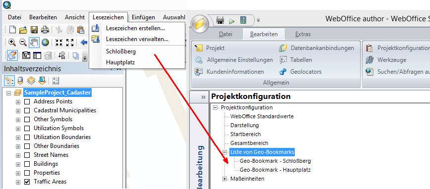 Übertragen der ArcMap Bookmarks in die WebOffice 10.6 R2 SP2 Projektkonfiguration Übertragen der ArcMap Bookmarks in die WebOffice 10.6 R2 SP2 Projektkonfiguration