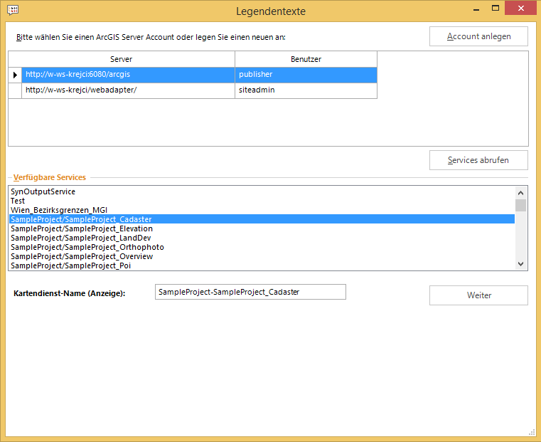 Dialogfenster Legenden-Texte Dialogfenster Legenden-Texte