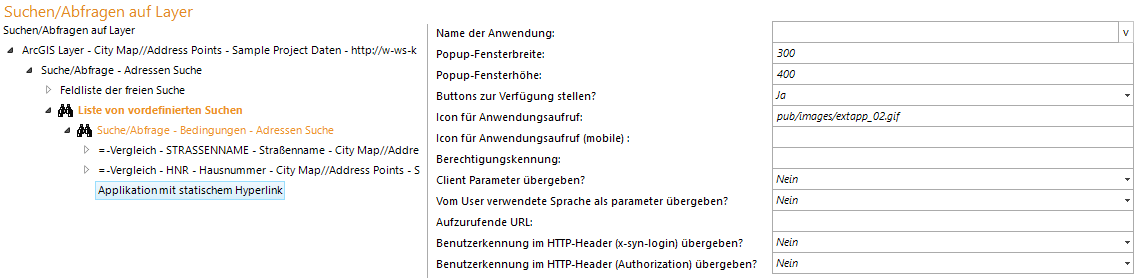Konfiguration Applikation mit statischem Hyperlink Konfiguration Applikation mit statischem Hyperlink