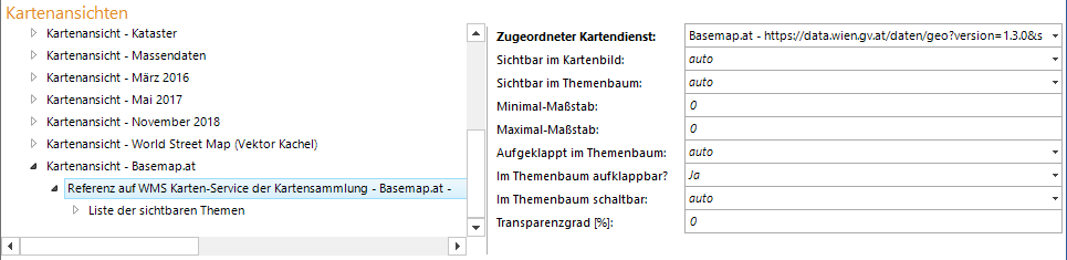 Konfiguration Referenz auf WMS-Kartendienst der Kartensammlung Konfiguration Referenz auf WMS-Kartendienst der Kartensammlung