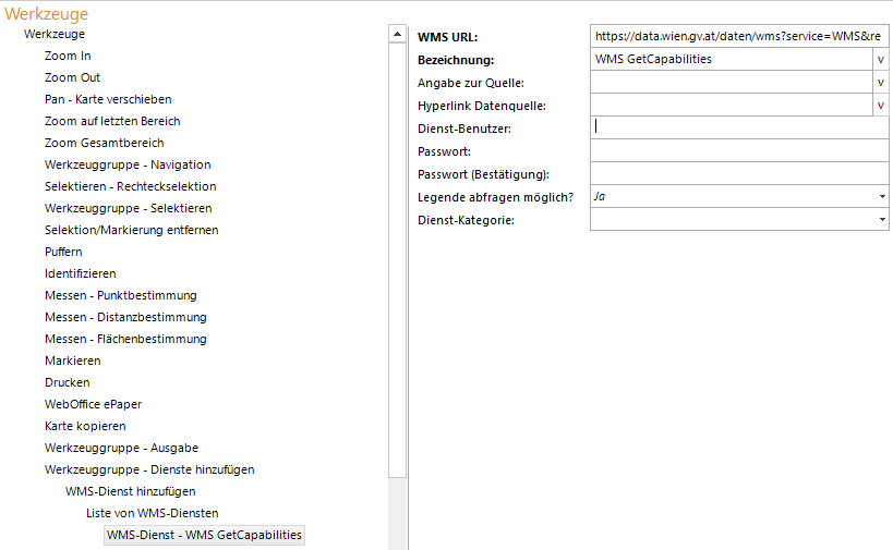 Konfiguration eines vordefinierten WMS-Dienstes Konfiguration eines vordefinierten WMS-Dienstes