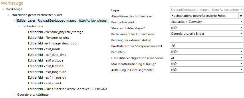 Konfiguration - Editier-Layer für das Hochladen georeferenzierter Bilder Konfiguration - Editier-Layer für das Hochladen georeferenzierter Bilder
