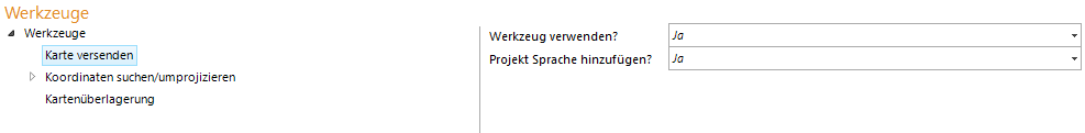 Konfiguration des Werkzeuges "Karte versenden" Konfiguration des Werkzeuges "Karte versenden"
