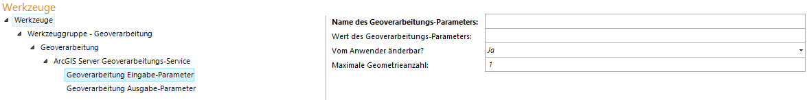 Konfiguration Geoprocessing Eingabe-Parameter Konfiguration Geoprocessing Eingabe-Parameter