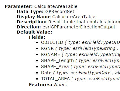 Identifizierung der Geoprocessing Parameter-Namen im ArcGIS REST Service Verzeichnis