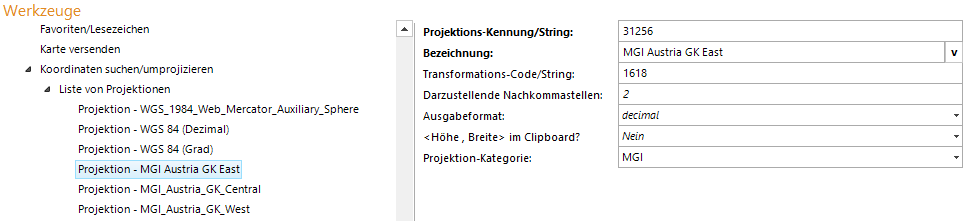 Projektion Konfiguration Projektion Konfiguration