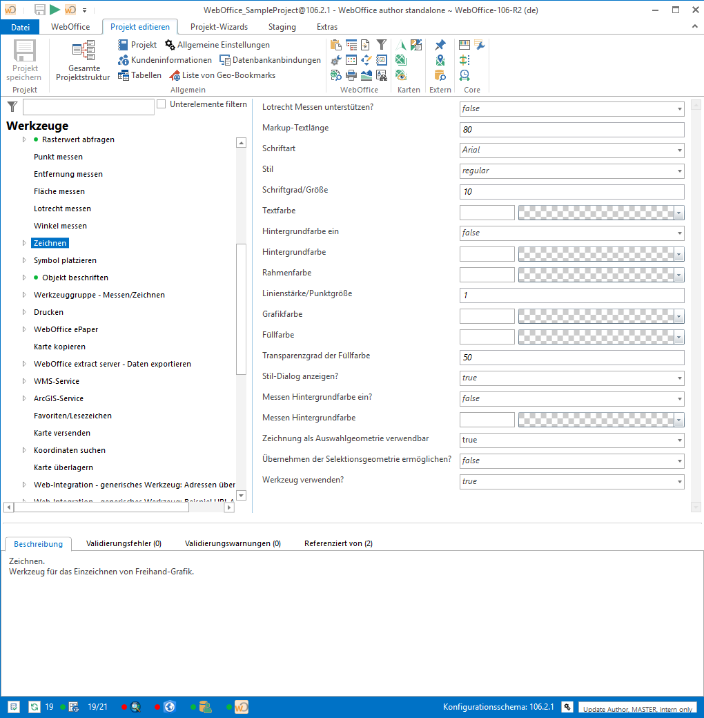 Konfiguration des Werkzeuges Markieren Konfiguration des Werkzeuges Markieren