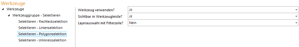 Konfiguration Fläche selektieren Konfiguration Fläche selektieren
