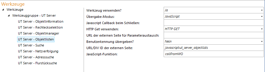 Konfiguration - UT Server - Objektlisten Konfiguration - UT Server - Objektlisten