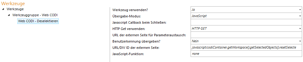 Konfiguration - Web CODI Deselektieren Konfiguration - Web CODI Deselektieren