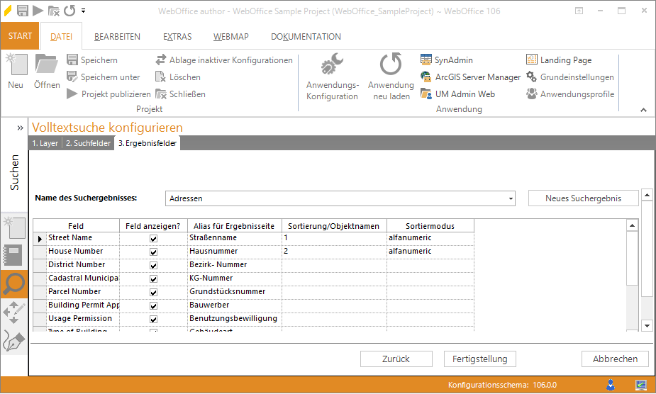 Assistent Volltextsuche - Ergebnisfelder Assistent Volltextsuche - Ergebnisfelder