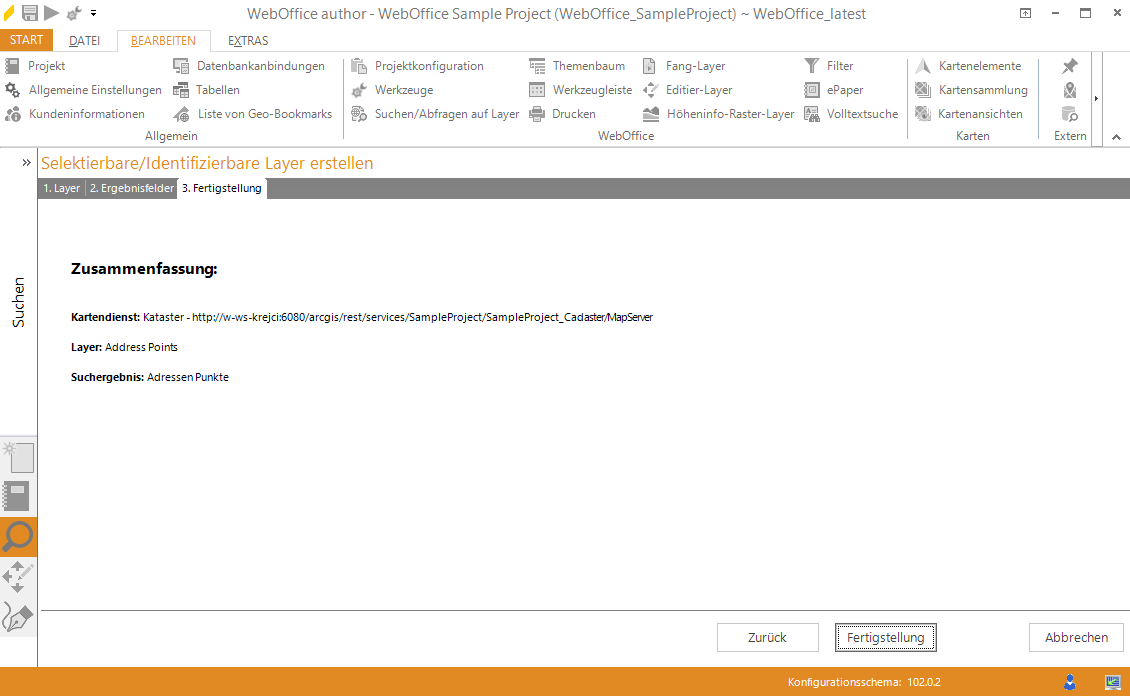 Assistent "Selektierbare/Identifizierbare Layer erstellen" - Zusammenfassung Assistent "Selektierbare/Identifizierbare Layer erstellen" - Zusammenfassung
