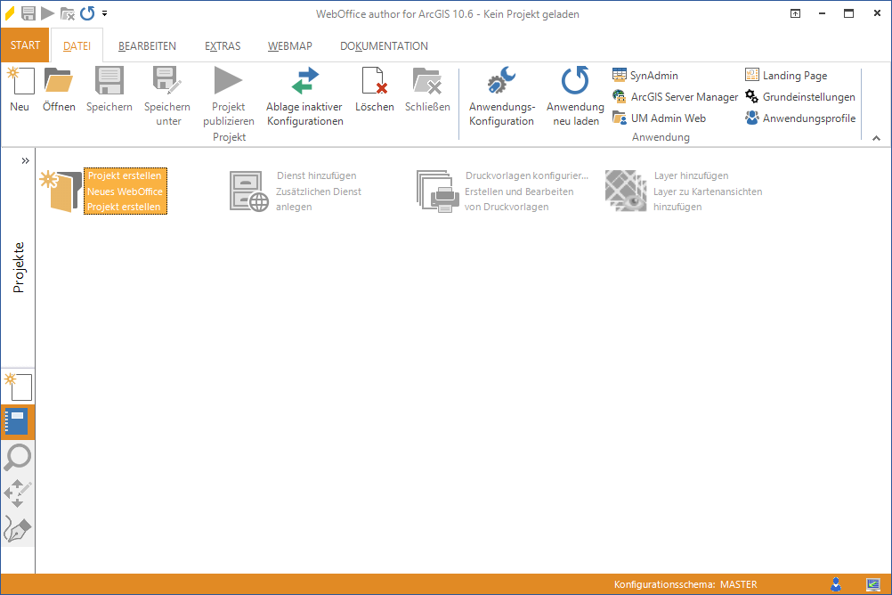 Starten des Assisten "Projekt erstellen" Starten des Assisten "Projekt erstellen"