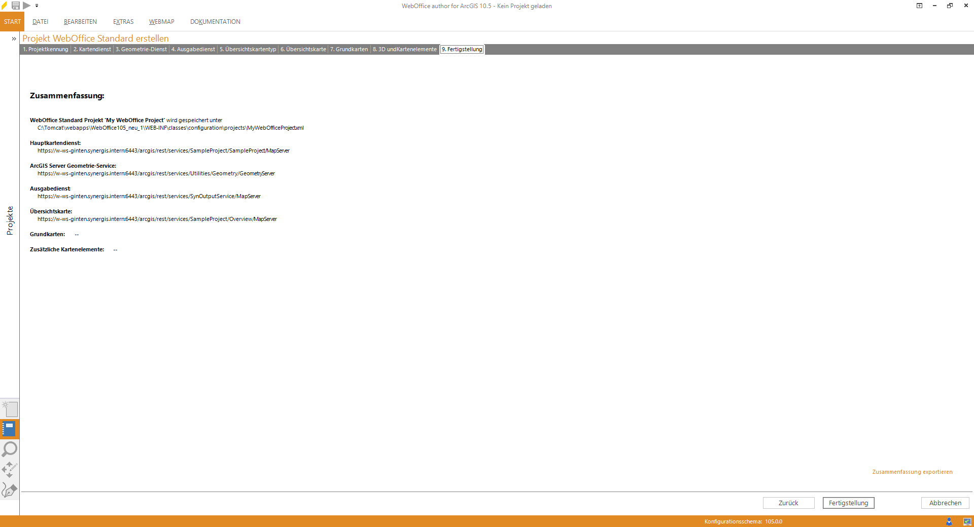 Wizard "Projekt erstellen" - Zusammenfassung Wizard "Projekt erstellen" - Zusammenfassung