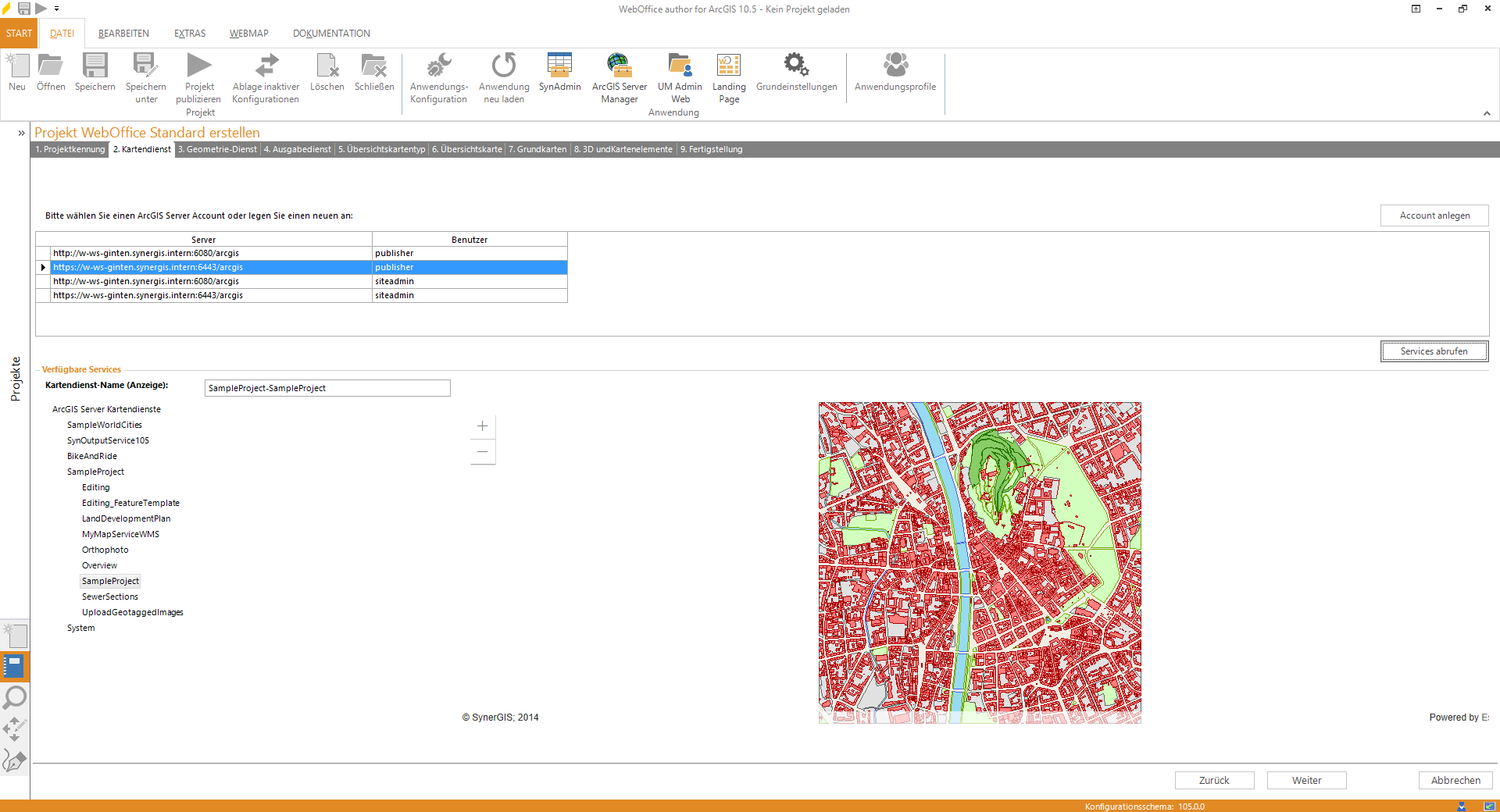 Wizard "Projekt erstellen" - Kartendienst verwenden Wizard "Projekt erstellen" - Kartendienst verwenden