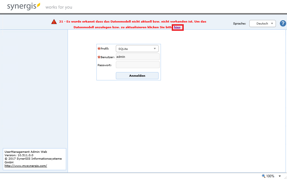 UserManagementAdminWeb erkennt, wenn kein Datenmodell vorhanden ist oder es nicht mehr aktuell ist UserManagementAdminWeb erkennt, wenn kein Datenmodell vorhanden ist oder es nicht mehr aktuell ist