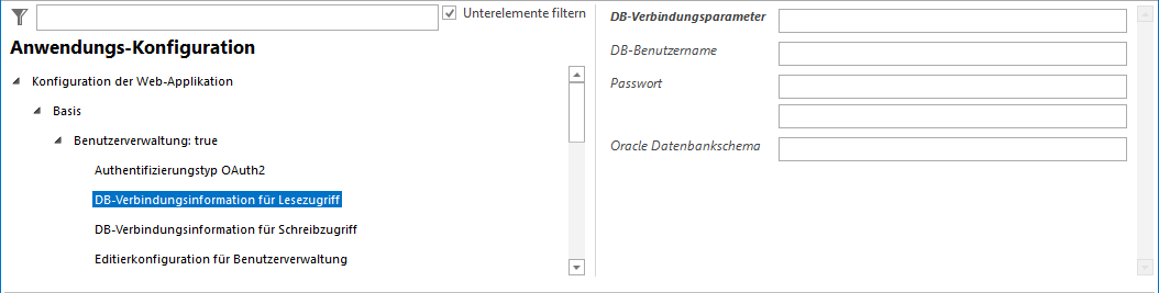 DB-Verbindungsinformation für Lesezugriff - Konfiguration DB-Verbindungsinformation für Lesezugriff - Konfiguration