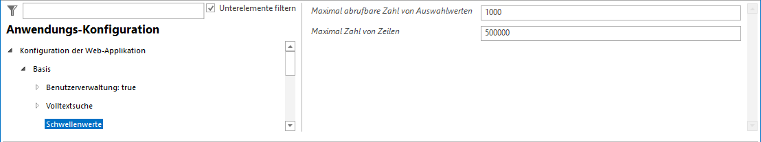 Konfiguration der Schwellenwerte Konfiguration der Schwellenwerte