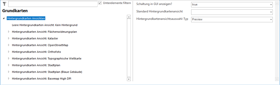 Konfiguration - Hintergrundkarten Ansichten Konfiguration - Hintergrundkarten Ansichten