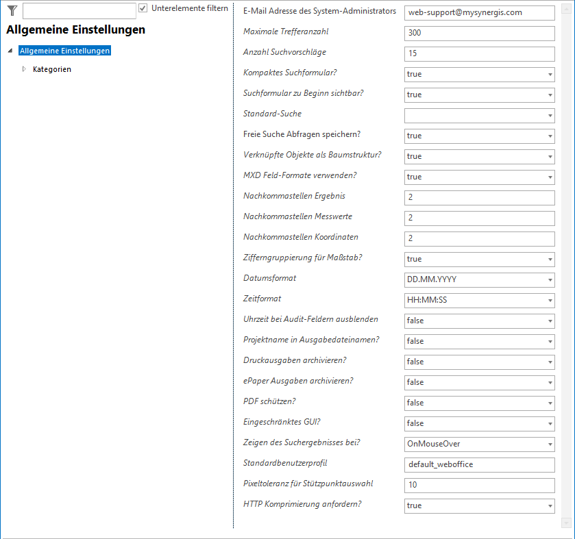 Allgemeine Einstellungen - Konfigurationsparameter Allgemeine Einstellungen - Konfigurationsparameter