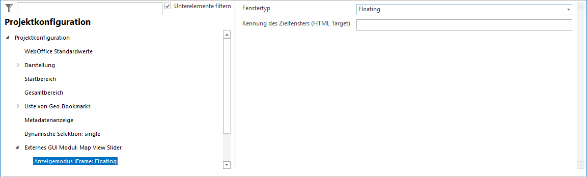 Anzeigemodus IFrame Konfiguration Anzeigemodus IFrame Konfiguration