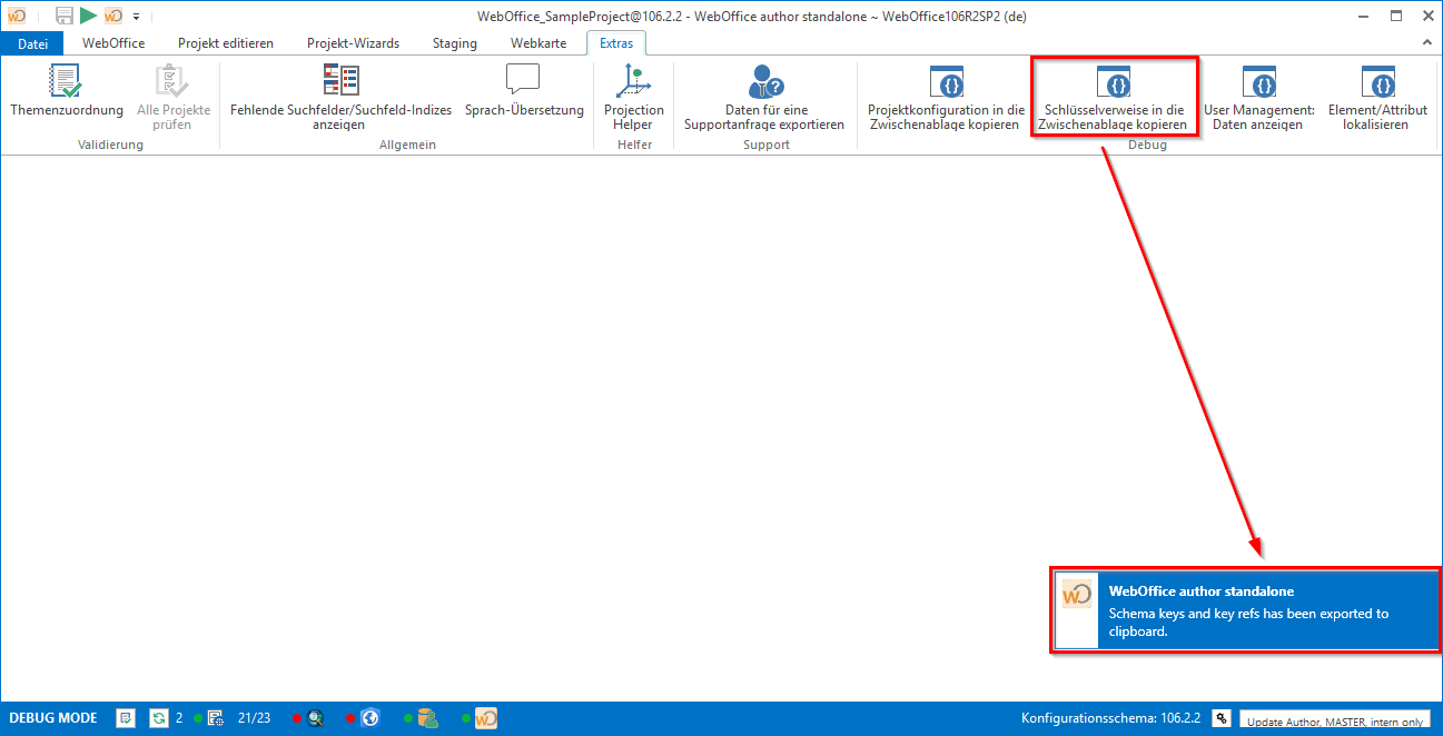 Schlüsselverweise in die Zwichenablage kopieren