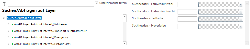 Suchen/Abfragen auf Layer Konfiguration Suchen/Abfragen auf Layer Konfiguration